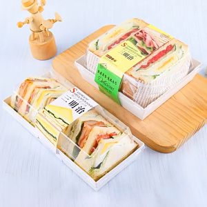 Transparent Square Cake Sandwich Kraft Box Pastry Baking Gift Box