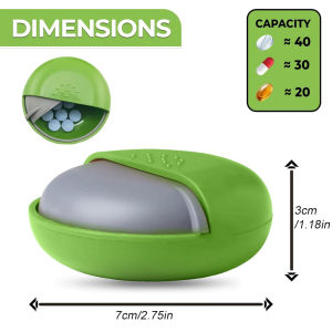 Portable Small Pill Box for Purse - Compact Leak-Proof Medicine Container for Pills Vitamins Fish Oil Supplements - BPA-Free