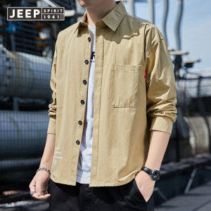 JEEP SPIRIT เสื้อแขนยาวผู้ชายเสื้อสำหรับผู้ชายแจ็คเก็ตทรงหลวมลำลองแฟชั่นสไตล์เกาหลีฤดูใบไม้ร่วงใหม่