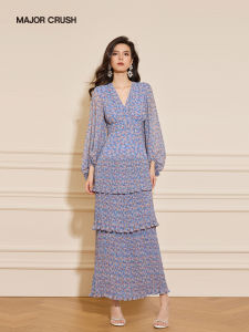 Luxury Slimming V-Neck Flower Dress