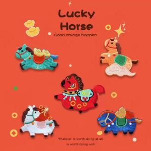 Cute Exquisite Lucky Pony Self-adhesive Embroidery Patch Decoration Clothing Backpack Paste Phone Case DIY Ledger