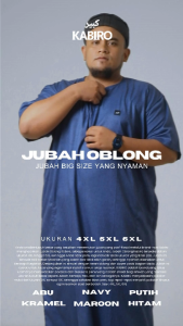Jubah/Gamis Oblong "Kabiro" Lengan Pendek Ukuran Super Jumbo 6XL bahan katun Madinah Kancing Zipper