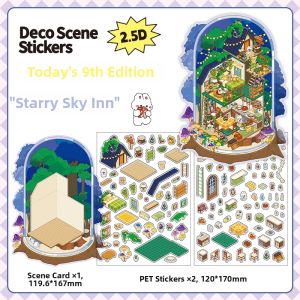 Cute 3D Coastal Scenery Stickers Decorative Materials