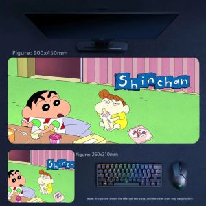 Potdemiel | New Animation Crayon Shin-chan and His Friends Leather Non-slip Mouse Pad Keyboard Pad Office Large Size High Value Tabletop Pad