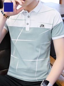 ROMON | Lormen Mens Short Sleeve Polo Shirt Summer Thin Business Casual Pure Cotton Collar Ice Silk Top Fashionable Urban Style T-shirt