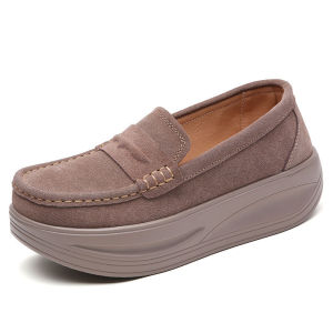 Womens Wedge Shoes Turn Fur Soft Sponge Cake Bottom 4cm Thick with A Pedal 2023 New Casual Womens Shoes with Shallow Wedges and Work Shoes