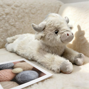 40cm Highland Cow Stuffed Animals Plush Lying Cattle Pillow Sofa Backrest Bed Cushion Birthday Gifts