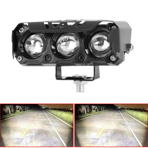 Motorcycle LED Spotlight Dual Color  Hi/Low Beam 3 Lens 12V Work light Scooters Headlight Motorbike Fog Lamps Driving Light