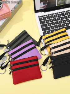 Yellow Canvas Zipper Wallet Womens Compact Key Card Holder Business OL Style Synthetic Leather Interior Other Closure Chinese Made