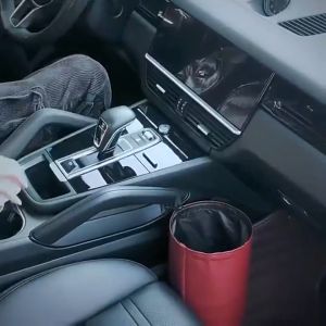 Car Trash Can Waterproof Foldable  Hanging Garbage Bag Car Folding Trash Can Organizer Compartments