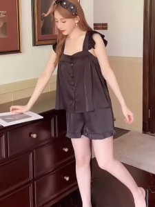 FREESIZE DƯỚI 60KG SET ĐỒ BỘ NÚT BỌC LỤA SATIN CAO CẤP SIÊU DỄ THƯƠNG NHẸ NHÀNG