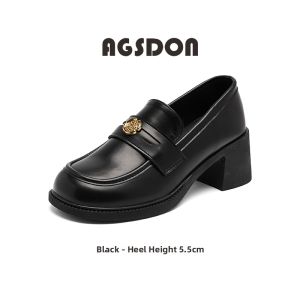 Agsdon | Thick Sole Wedge Loafers Female Summer Style Heel-increasing Versatile British-style