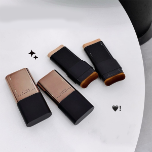 2-in-1 Foundation Stick & Concealer Stick Natural Refreshing Base Makeup Lightweight Watery Texture Quick Touch-Ups with Brush