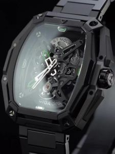 CIGA design Automatic Mechanical Skeleton Watch - Hunter in-House Caliber CD-07 BThree-Layered Octagonal Tonneau Tapered H-Link Steel Bracelet Waterproof Timepiece Gifts for Men and Women