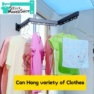 (Compact) Balcony Wall Mounted Retractable Foldable Clothes Drying Rack Clothes Hanger Space Saving Rack