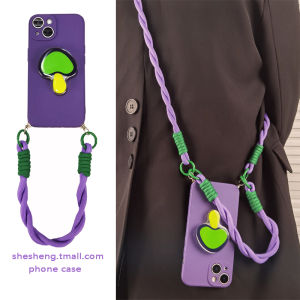 Adorable Mushroom Stand Lanyard Compatible with Samsung S24/S23/S22/S21 Phone Case S20 Wrist S10 Crossbody + Premium Feel Fe Purple Ultra New Note20/10/9 Anti-Fall Silicone