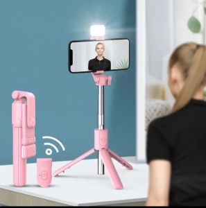 Gậy Chụp Ảnh Tự Sướng 3 Chân Có Điều Khiển Bluetooth(Có Đèn) Gậy Chụp ảnh Livestream 3 chân