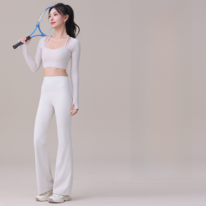 Miiow | Gray Bell Bottom Pants Womens High Waist Slim Fit Tummy Control Bottoming Micro Flared Shark Skin Pants Casual Style