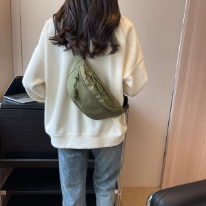 Casual Canvas Crossbody Bag Womens Single Shoulder Versatile Summer Sport Chest Bag Trendy Brand Ins Waist Bag Polyester Lining