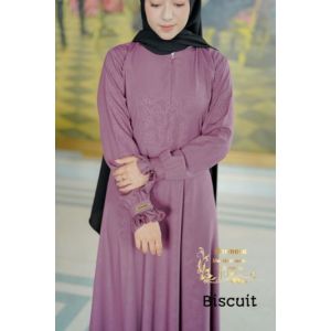Gamis hermosa motif biscuit dusty ungu-gamis dusty ungu syari umbrella 4 meter
