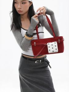 JANDRESS | Burgundy Commuter Leather Strap Decorated Hand and Shoulder Bag