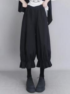 กางเกงขายาวทรงหลวมสไตล์ลำลองสำหรับผู้หญิงไซส์เล็ก กางเกงขายาวทรงหลวมสีดำ กางเกงขายาวทรงหลวม 9 ฟุต กางเกงขายาวทรงหลวมสำหรับผู้หญิงไซส์ใหญ่