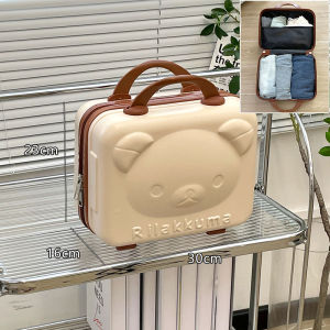 MiniHand Carry Additional Bag Travel Makeup Box Large Capacity 14 Luggage Bag MiniMakeup Pouch Women Vintage Style ABS Material