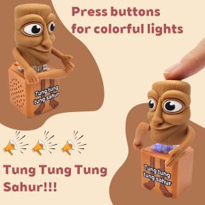 Tung Tung Tung Sahur Fidget Keyboard Clicker Keychain Stress Toy Anxiety Relief Toy with Sound and Light Stress Relief Toy