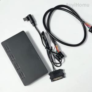 AuyiHomu USB2.0 9Pin 1-to-4 Port Hub Với Bộ Chia Nguồn Độc Lập Type-C Bên Trong Cho Vỏ Máy Tính Mở Rộng Phía Trước Hút Từ Tính