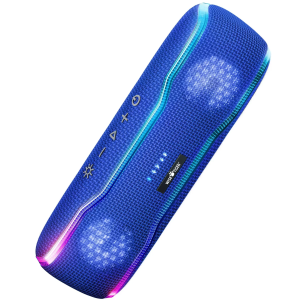 WISETIGER F10C Blue HD Wireless Stereo Sound IPX7 Truly Waterproof EQ Pulsing Light Show Up to 24 Hours Playtime