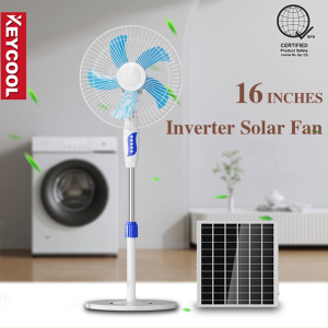 Keycool Inverter solar electric fan with solar panel rechargeable electricfan solar 16 inch solar fan with solar panel
