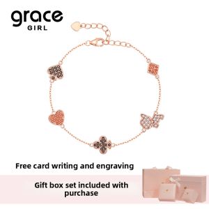 Grace Girl | Luxurious Style Heart-Shaped Dog Diamond Necklace White Shell Agate