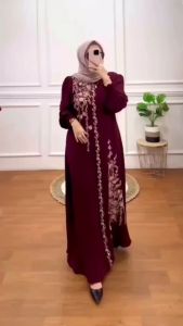 NAYSILA GAMIS BORDIR BAHAN CRINKLE TERBARU 2025 (M L XL XXL XXXL)