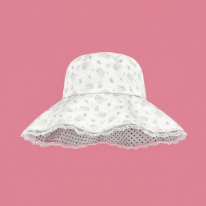 Sun Protection Lace Edge Print Bucket Hat