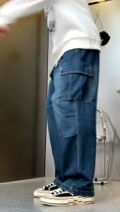 Cargo for men jeans straight baggy jins loose casual kargo long pants korean style