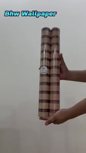 BHW Wallpaper Wood Flute Design PVC Waterproof Self Adhesive Wall Decor Stickers