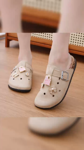 Womens Half-toe Canvas Clog sandals Korean Fashion casual canvas shoes Clog sandals Adjustable buckle clogs Good Quality Slip on 0140523