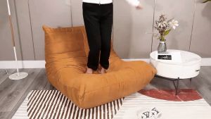 【10 Years Warranty】DreaME Caterpillar Lazy Sofa Full Sponge Leisure Balcony Living Room single Tatami Sofa Leisure Reclining Chair Bedroom Velvet Fabric Recliner Bed Bug Sofa Modern Simple Style