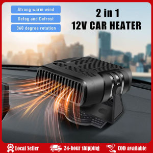 2 IN 1 Car Cooling & Heater Fan 12V 120W Auto Windshield Anti-Fog Electric Heating Dryer Defogging Demister Defroster Car Heater Portable Auto Windshield Defogger with Plug in Cigarette Lighter Defroster with 360° Rotating Base Car Accessories
