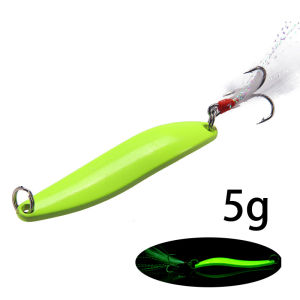 YUCONG Kim Loại Dạ Quang Thìa Spinnerbait Mồi Câu Cá 5-7-10-13G Phát Sáng Đầm Mồi Có Lông Vũ Móc Treble Cho Câu Cá Sông Đại Dương Hồ