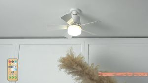 E27 Ceiling Fan Light with Remote Control 3 Speeds Wind 30W 5 Blades Small Siling Cooling Fan Lamp LED Lighting for Bedroom Dining Room