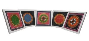 OM MANI PADME HUM Mantra Mandala Thangka Painting Five Pieces Mix