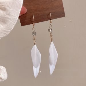 Delicate Feather Mosquito Coil Tray Earring Clasps Sweet Little Tassel Soft Summer Fairy Tale Photography Girls Fashion Jewelry