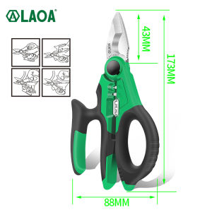 LAOA 6/7 Inch Electrician Scissors 1.5-4mm² Wire Cutters Stripping 1.5-4mm² Terminal Crimping Stainless Motorcycle Repair Tools