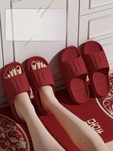 Red Wedding Couple Slippers New Home Decorative Sandals Summer Celebration Morning Robe Bridegroom Gift Cool Slippers