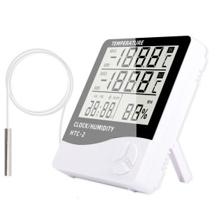 HTC-1 HTC-2 Electronic Thermometer Alarm Clock LCD Temperature Humidity Meter ​Digital Hygrometer Indoor Weather Station Clock