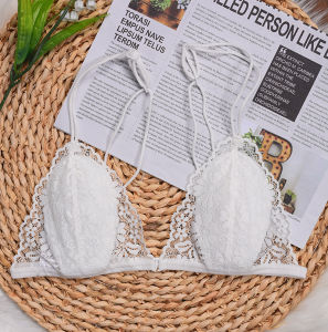 สไตล์ฝรั่งเศส บราไร้สายสามเหลี่ยมคัพ ผู้หญิง บางเฉียบ ฤดูร้อน ลูกไม้ Pure Desire Thin สายคล้อง เซ็กซี่ บราหัวเข็มขัดด้านหน้าแบบเปลือยหลัง