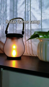 MLADEN Retro Rope Solar Flame Lantern Hanging Outdoor Waterproof Flame Light Dual Charging Modes for Garden Yard Decor Sun Lamp