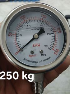 Đồng hồ đo áp suất áp lực nước hơi khí nén Từ 0 đến 250kg/cm2 Mặt 63mm có Dầu Chân ren 13mm LiGi