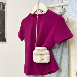 เสื้อยืดแขนสั้นผู้หญิงคอตตอนแท้ทรงหลวมสไตล์เกาหลีสำหรับฤดูร้อนปี 2024 เสื้อผ้าทำงานลำลองสำหรับวัยรุ่น